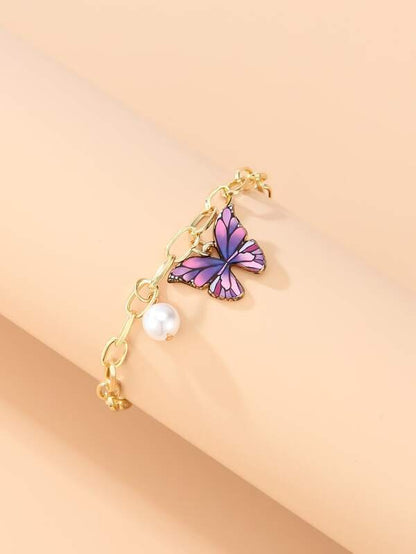 Faux Pearl & Butterfly Charm Bracelet - LuckyFash™