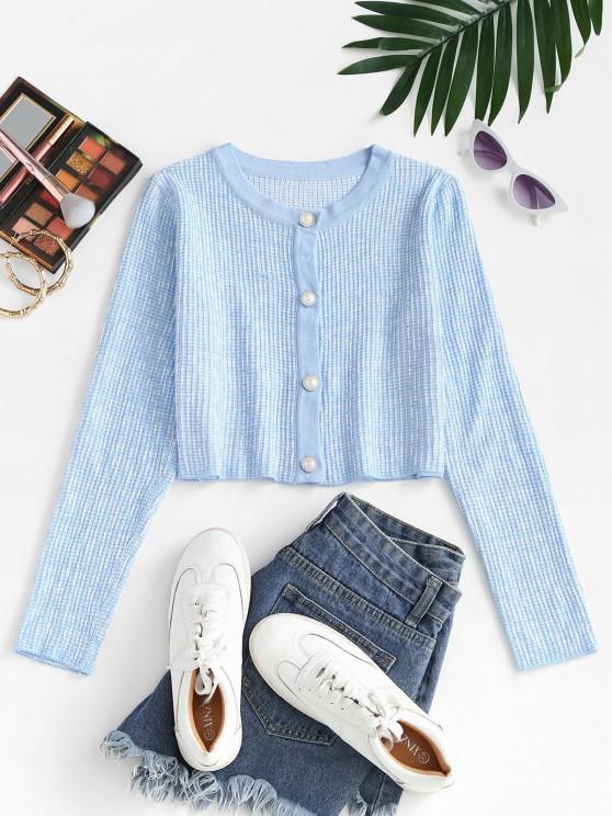 Faux Pearl Button Slim Textured Cardigan - LuckyFash™