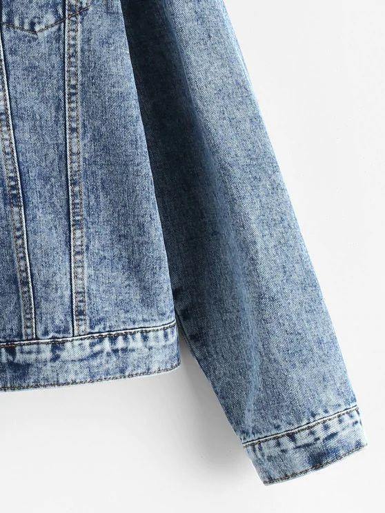 Faux Pearl Button Up Trucker Denim Jacket - LuckyFash™