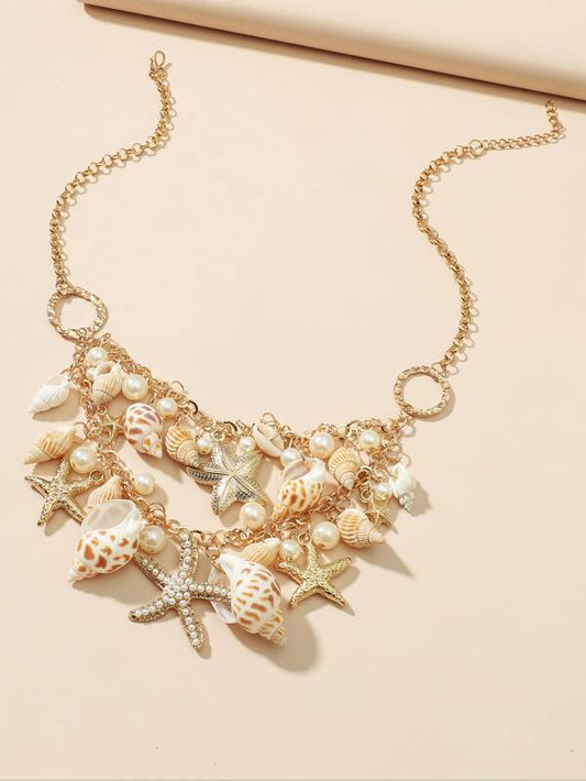 Faux Pearl Conch Charm Necklace - LuckyFash™