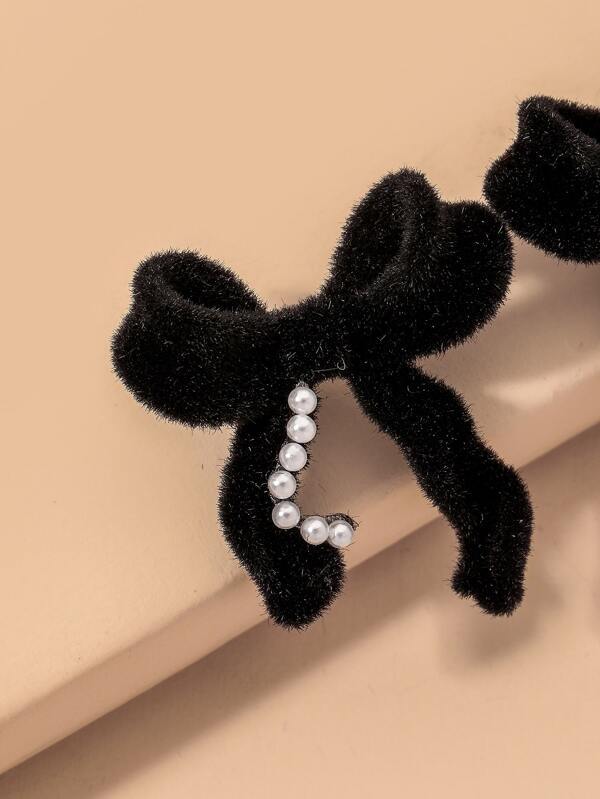 Faux Pearl Decor Bow Design Stud Earrings - LuckyFash™