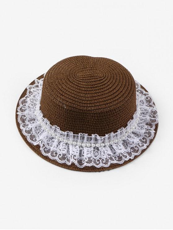 Faux Pearl Lace Straw Hat - LuckyFash™