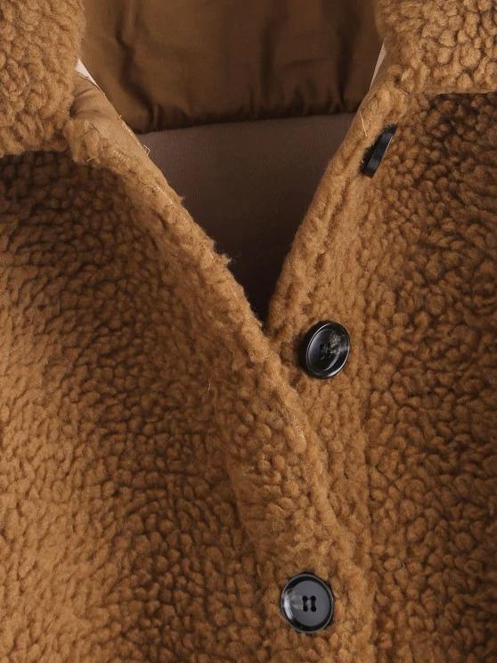 Faux Shearling Belted Pocket Teddy Jacket - LuckyFash™