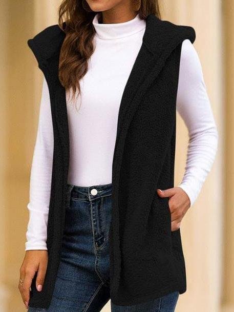 Faux Shearling Duster Hooded Vest - LuckyFash™