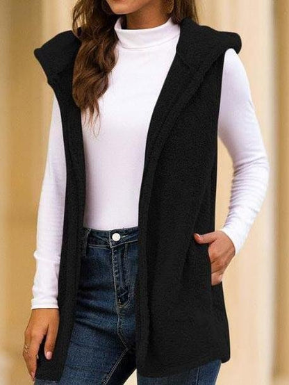 Faux Shearling Duster Hooded Vest - LuckyFash™