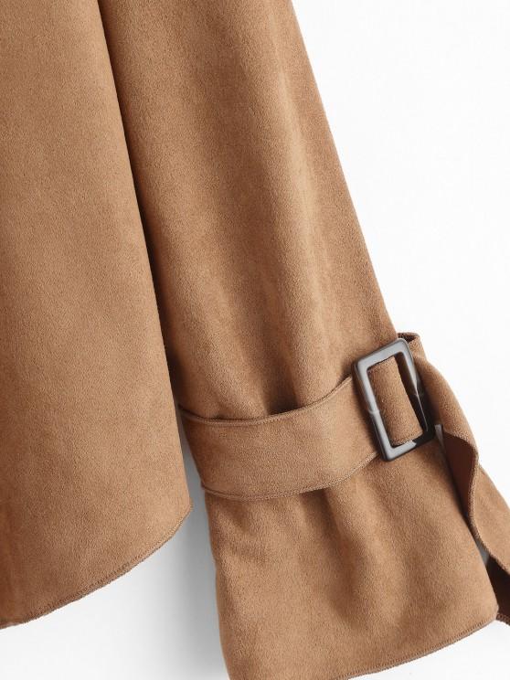 Faux Suede Open Front Buckle Cuff Coat - LuckyFash™