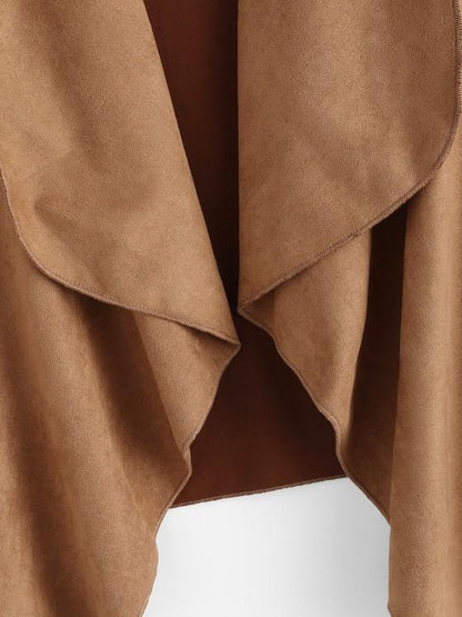 Faux Suede Open Front Buckle Cuff Coat - LuckyFash™