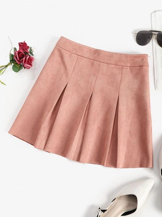Faux Suede Pleated Mini Skirt - LuckyFash™
