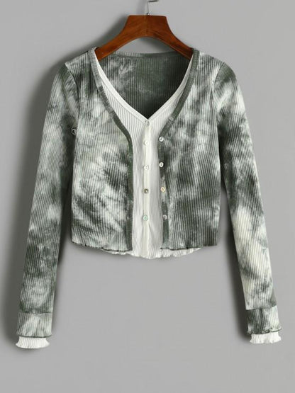 Faux Twinset Tie Dye Cropped T Shirt - LuckyFash™