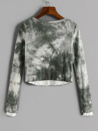 Faux Twinset Tie Dye Cropped T Shirt - LuckyFash™