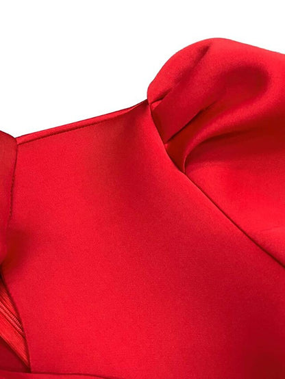 Womenâ€˜s Formal Party Dress Wedding Guest Dress Long Dress Maxi Dress Purple Yellow Red Short Sleeve Pure Color Bow Spring Summer High Neck 2023 S M L XL XXL 3XL - LuckyFash™