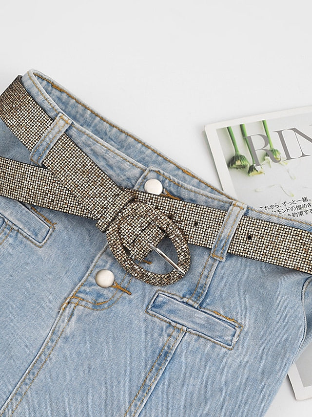 Women's Belt Leather Silver Light Yellow Fuchsia Gold Waist Belt Daily Pure Color - LuckyFash™