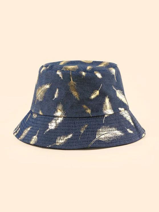 Feather Foil Print Bucket Hat - LuckyFash™