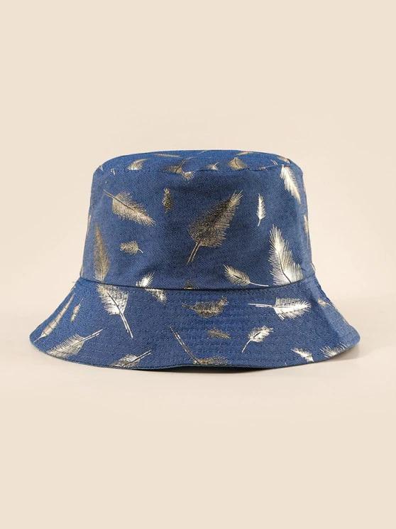 Feather Foil Print Bucket Hat - LuckyFash™