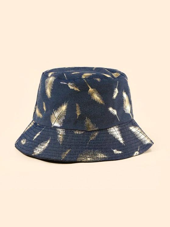 Feather Foil Print Bucket Hat - LuckyFash™