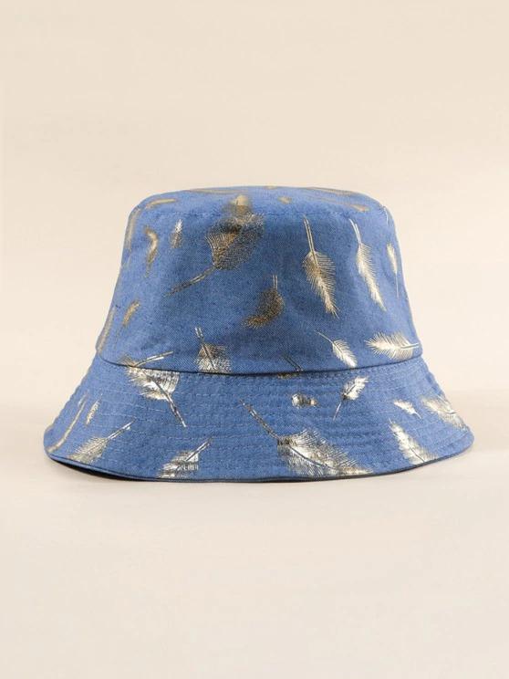 Feather Foil Print Bucket Hat - LuckyFash™