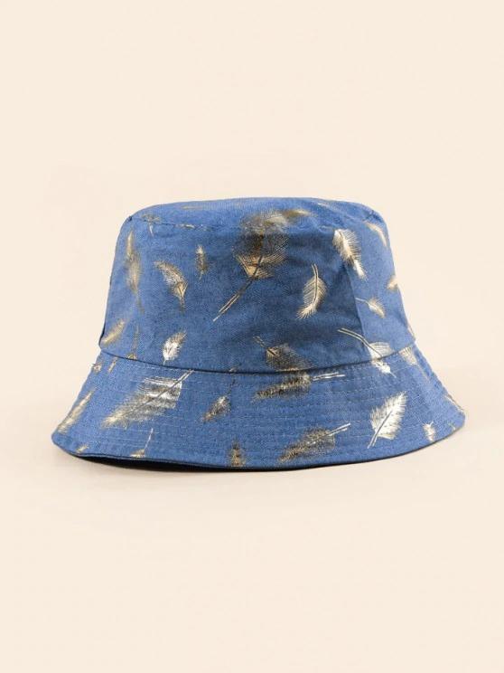 Feather Foil Print Bucket Hat - LuckyFash™