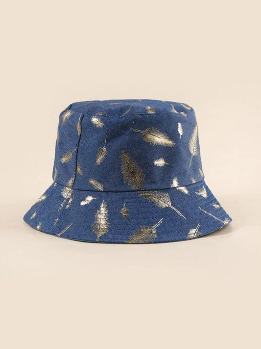 Feather Foil Print Bucket Hat - LuckyFash™