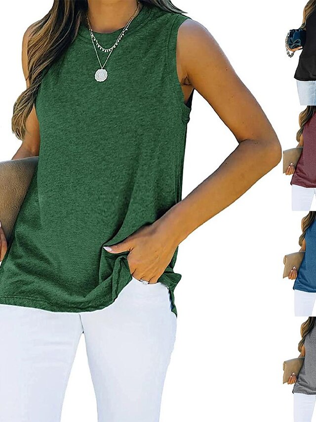 i-shaped vest   summer  solid color round neck bottoming shirt vest for Women - LuckyFash™