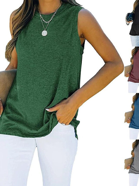 i-shaped vest   summer  solid color round neck bottoming shirt vest for Women - LuckyFash™