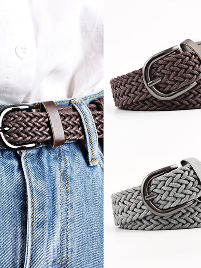 Men's Women's Web Belt Polyester Cotton Prong Buckle D-ring Casual Classic Party Daily Black Gray Red Brown - LuckyFash™