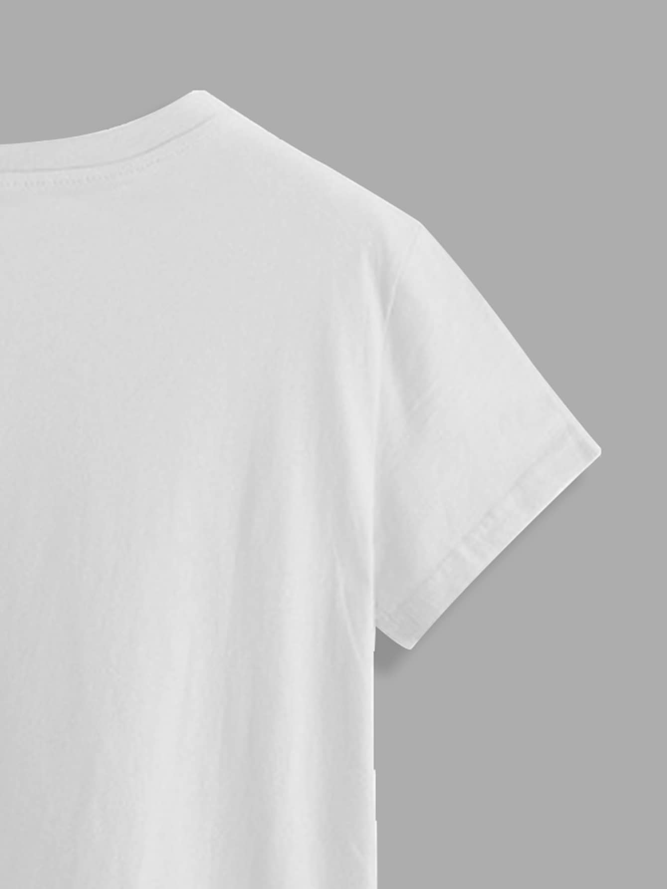 Figure And Letter Print Tee - LuckyFash™