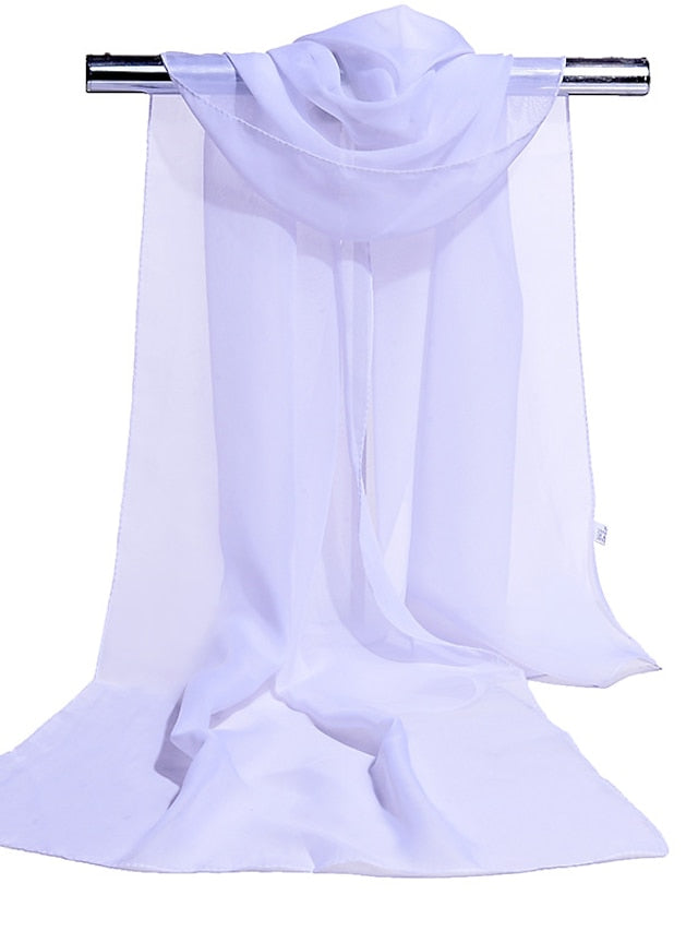 Women's Chiffon Scarf Party Blue Scarf Pure Color Casual Green Gray Pink Fall - LuckyFash™