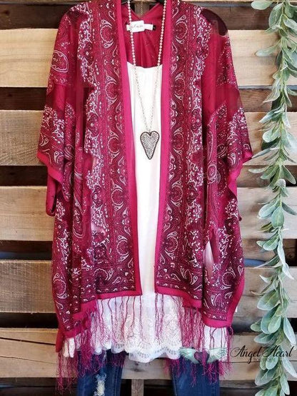 Finding My Balance Kimono - Cranberry - LuckyFash™