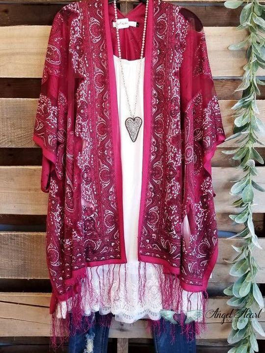 Finding My Balance Kimono - Cranberry - LuckyFash™