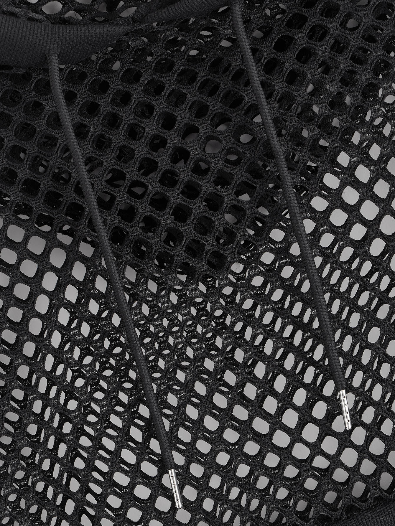 Fishnet Drawstring Hooded Sweatshirt - LuckyFash™