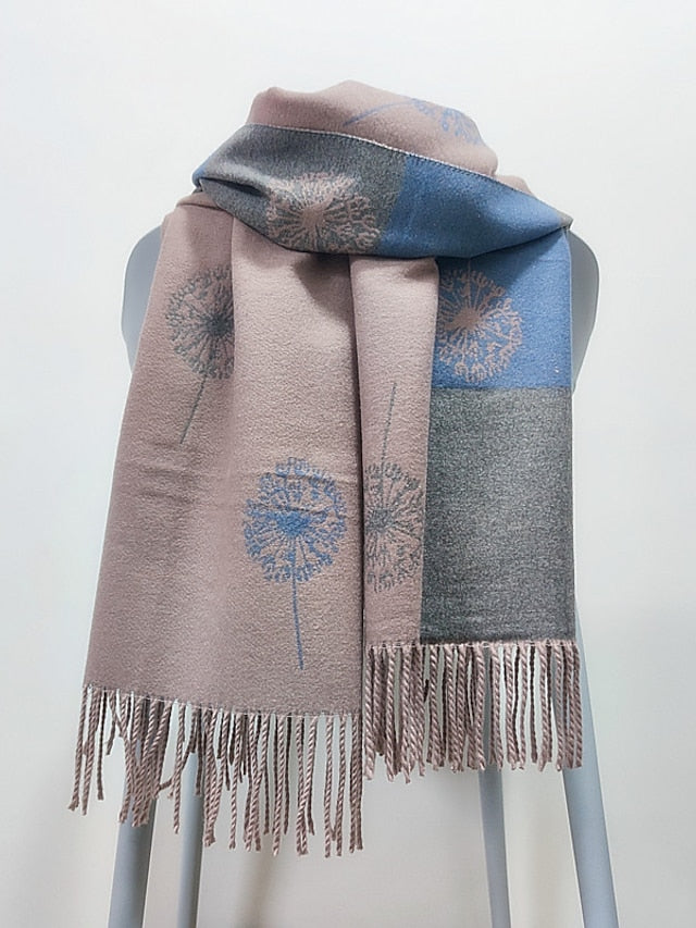 Women's Shawls & Wraps Party Black Scarf Floral White Blue Fall Winter Imitation Cashmere - LuckyFash™