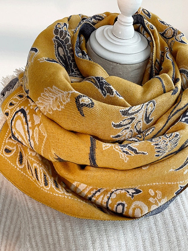 Women's Women's Shawls & Wraps Outdoor Dailywear Holiday Wine Red Pink Scarf Floral - LuckyFash™