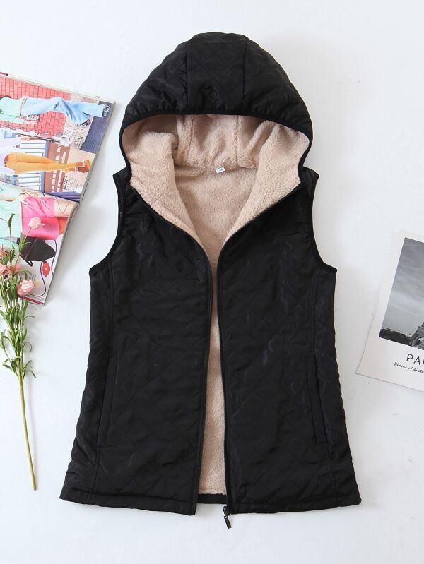 Flannel Lined Hooded Quilted Gilet - LuckyFash™