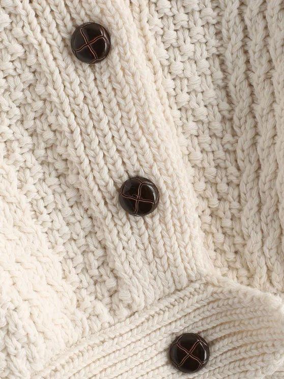 Flap Detail Button Up Cable Knit Cardigan - LuckyFash™