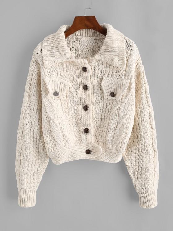 Flap Detail Button Up Cable Knit Cardigan - LuckyFash™