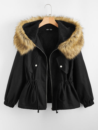 Flap Detail Drawstring Waist Jacket - LuckyFash™