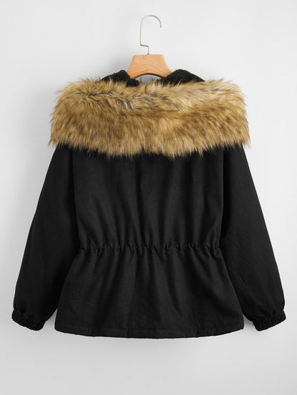 Flap Detail Drawstring Waist Jacket - LuckyFash™