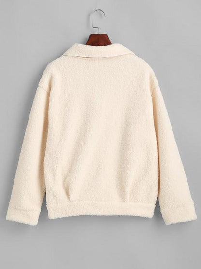 Flap Detail Pocket Teddy Coat - LuckyFash™