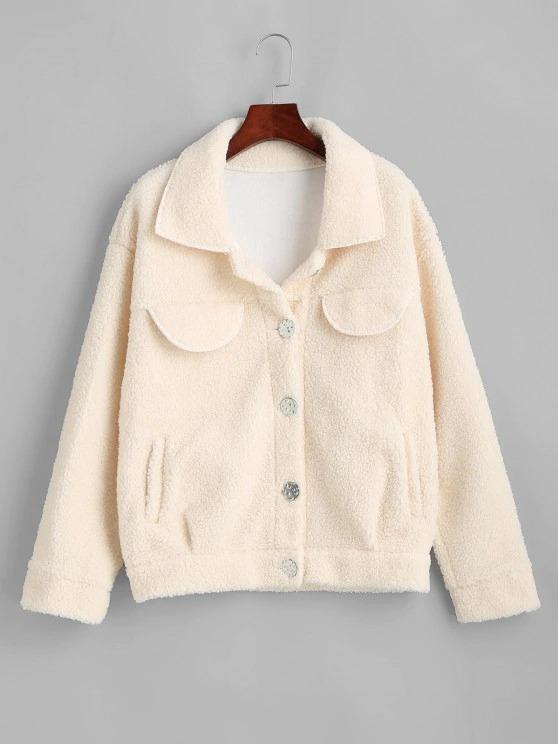 Flap Detail Pocket Teddy Coat - LuckyFash™
