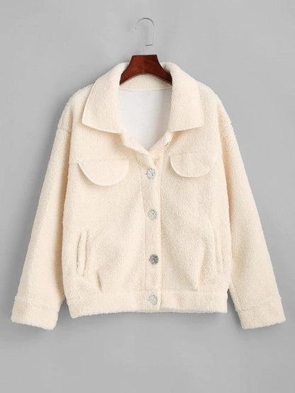 Flap Detail Pocket Teddy Coat - LuckyFash™