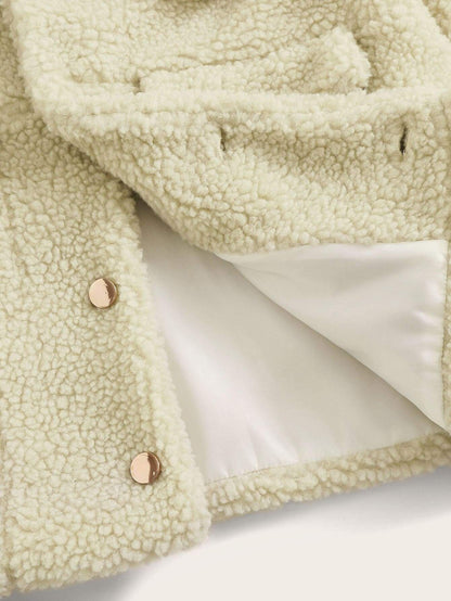 Flap Detail Single Breasted Teddy Jacket - LuckyFash™