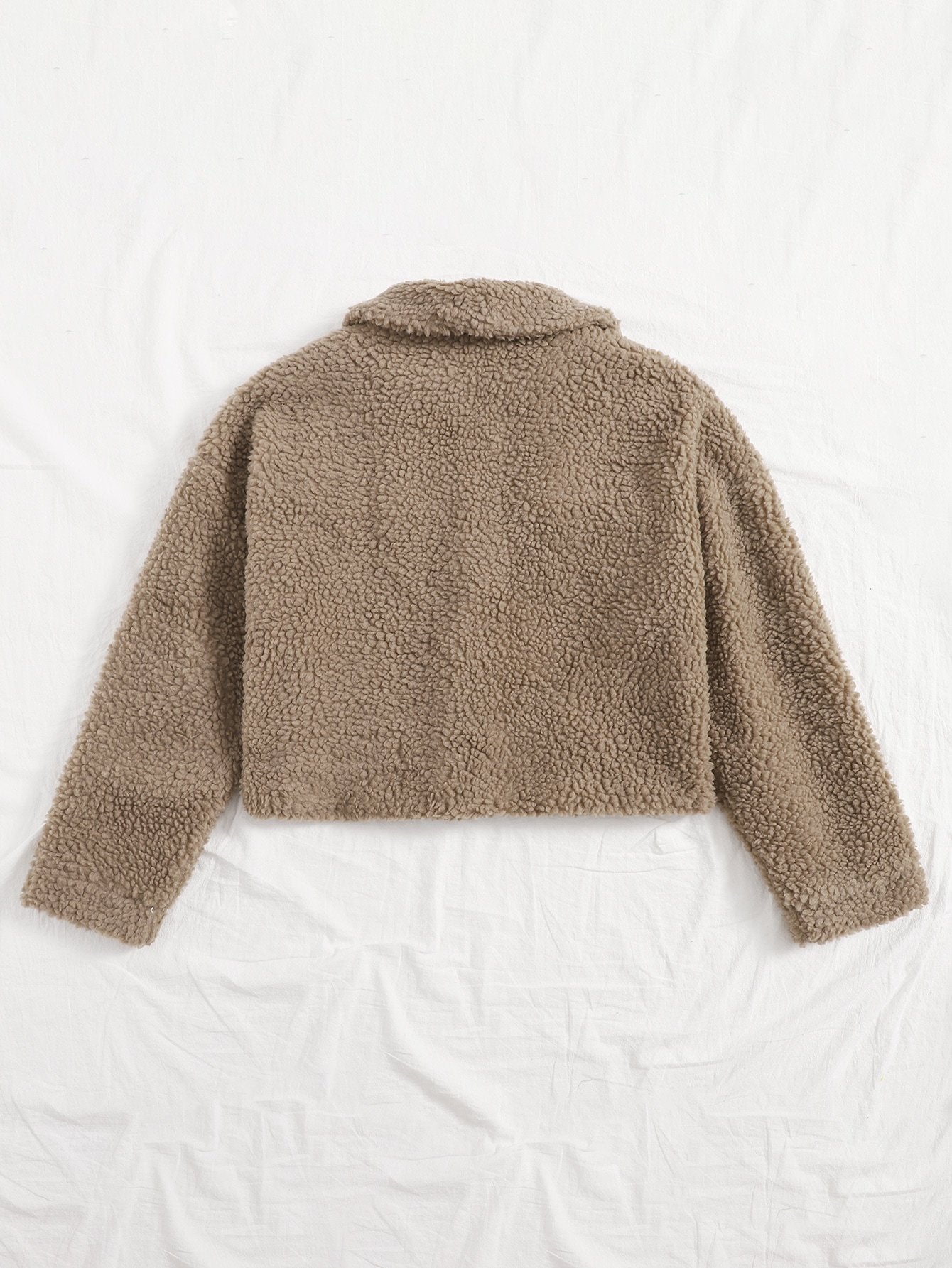 Flap Detail Single Breasted Teddy Jacket - LuckyFash™