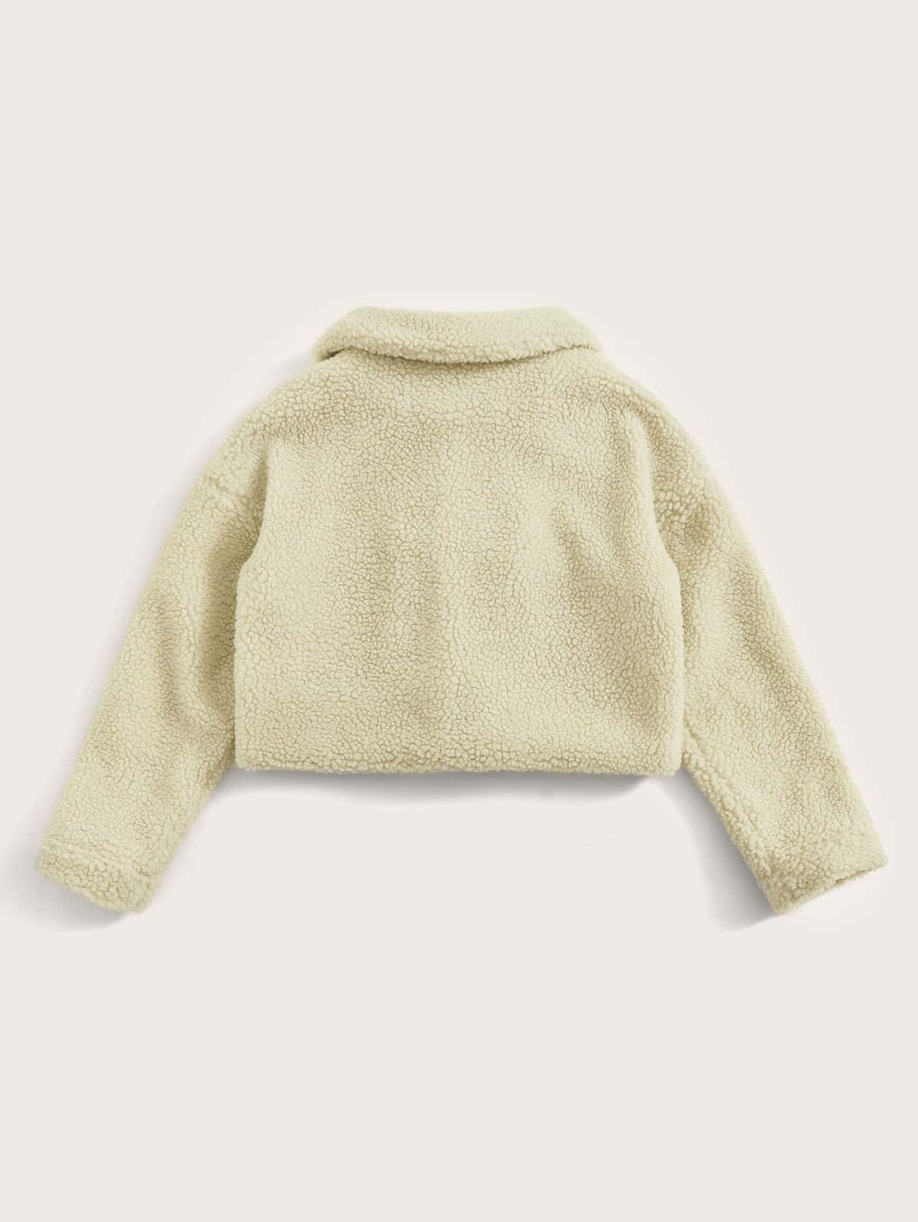 Flap Detail Single Breasted Teddy Jacket - LuckyFash™