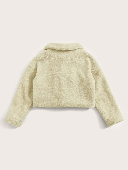 Flap Detail Single Breasted Teddy Jacket - LuckyFash™