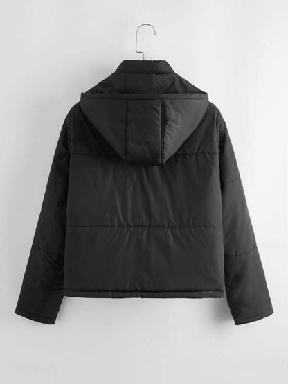 Flap Detail Zip Up Padded Jacket - LuckyFash™