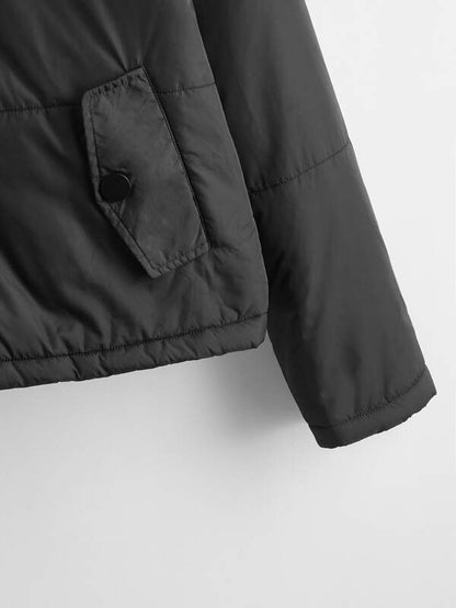 Flap Detail Zip Up Padded Jacket - LuckyFash™
