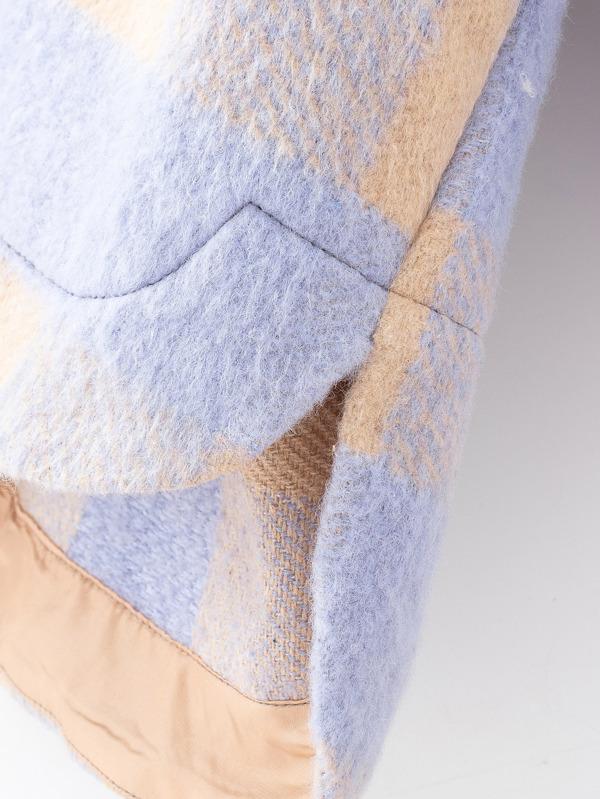 Flap Pocket Plaid High Low Tweed Coat - LuckyFash™