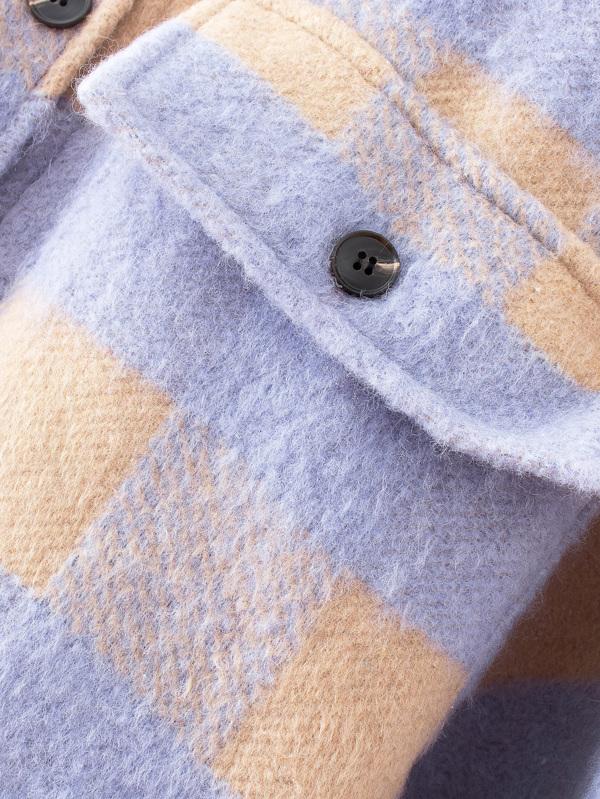 Flap Pocket Plaid High Low Tweed Coat - LuckyFash™