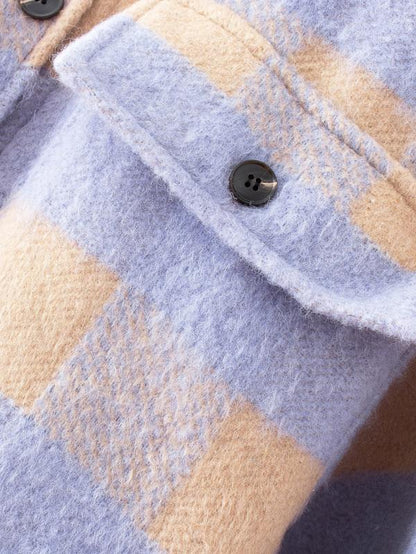 Flap Pocket Plaid High Low Tweed Coat - LuckyFash™