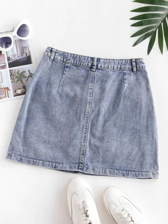 Flap Pockets Denim Cargo Skirt - LuckyFash™